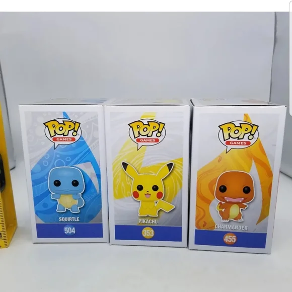 Pokemon Flocked Funko Pop! Pikachu Squirtle Charmander Exclusives with Protector - Picture 10 of 11